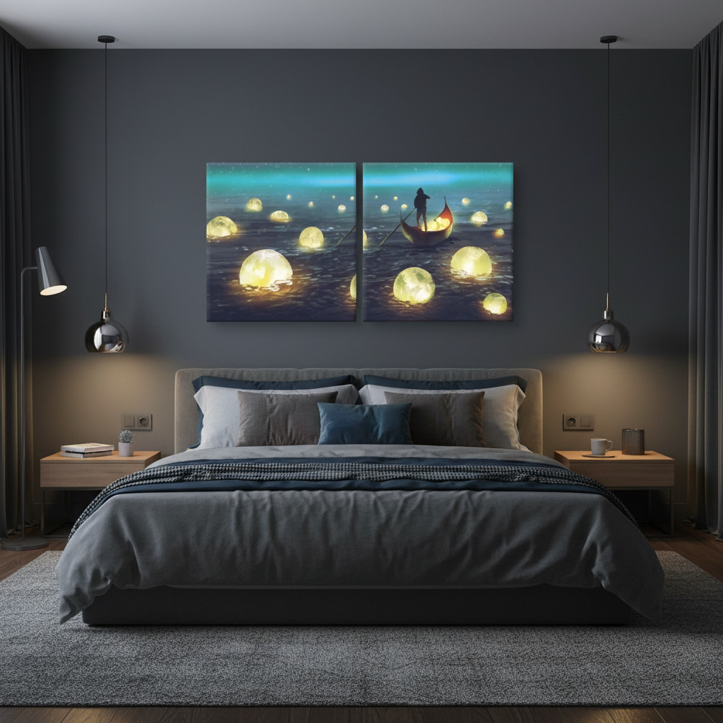 Moonlit Voyage — Diptych Fantasy Wall Art