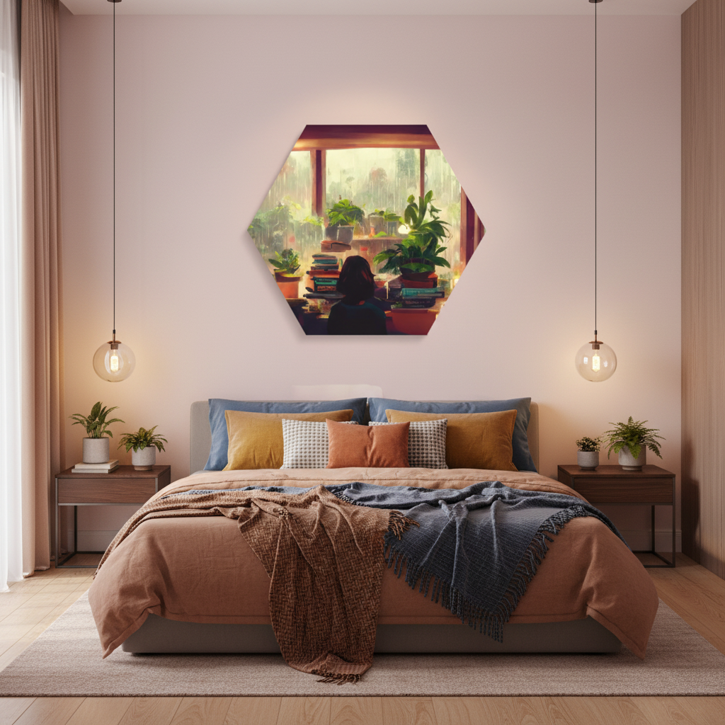 Rainy Day Reverie — Cozy Reading Nook Wall Art