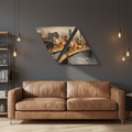Golden City – Geometric Cityscape Diptych Wall Art
