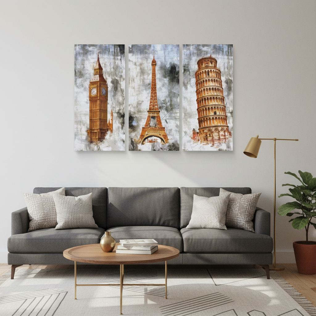 World Icons – Landmark Triptych Wall Art