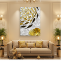 Golden Fish & Lotus — Feng Shui Prosperity | Single Panel Portrait Canvas Wall Art