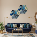 Ocean Blue Fluid Art — Abstract Hexagonal Diptych | Set of 2 Canvas Wall Art