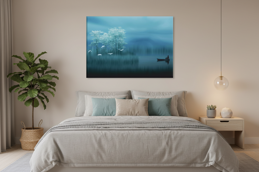Misty Lake Solitude — Serene Landscape Wall Art