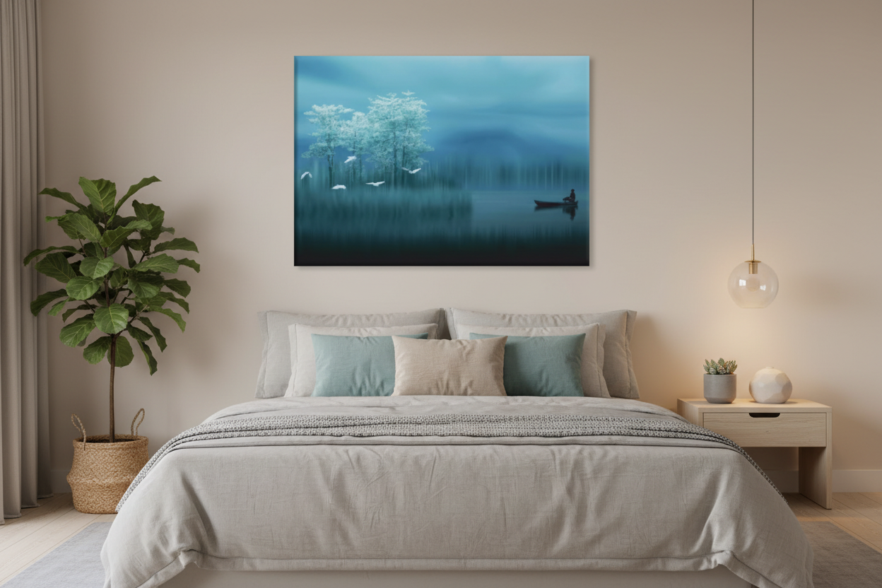 Misty Lake Solitude — Serene Landscape Wall Art