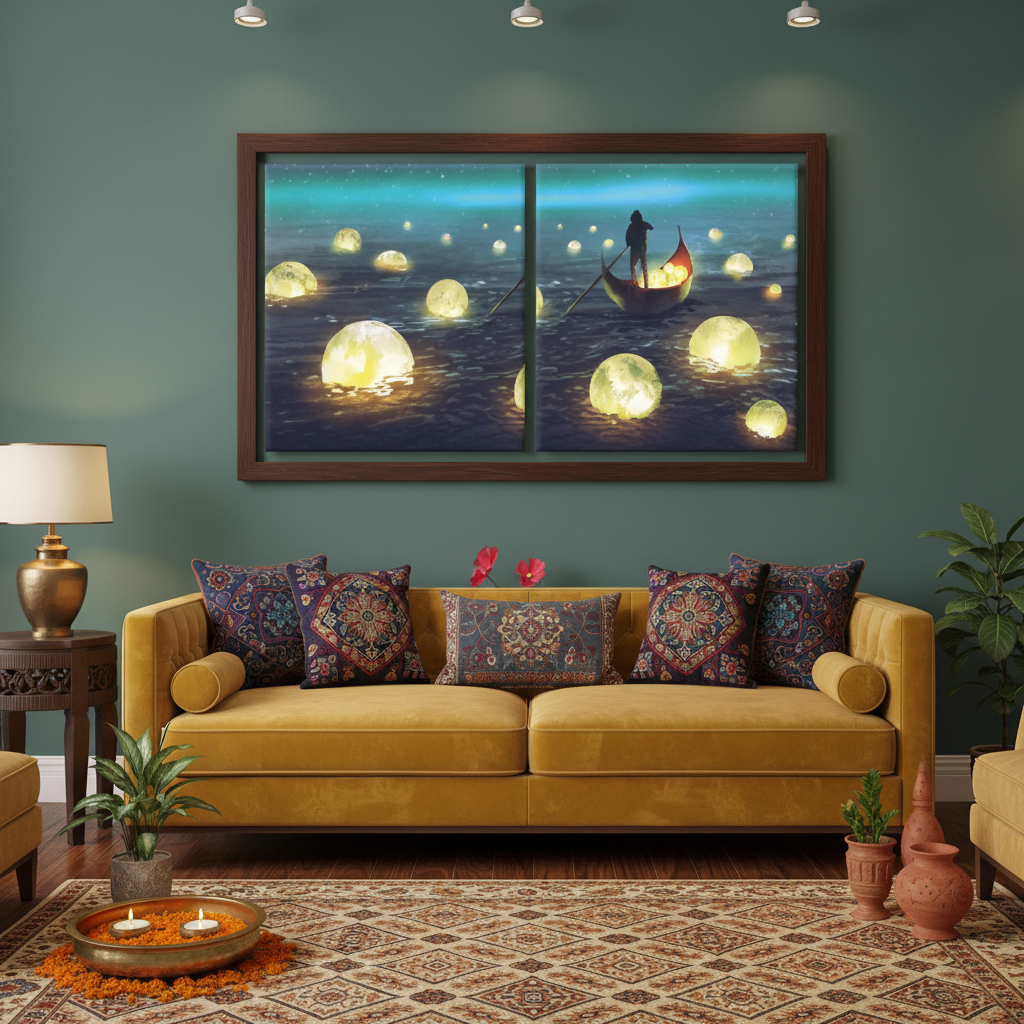 Moonlit Voyage — Diptych Fantasy Wall Art