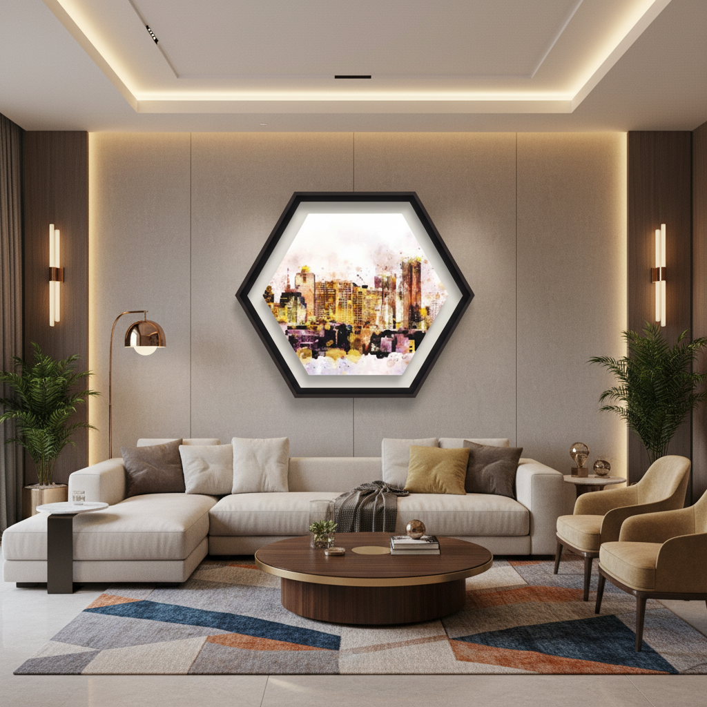 Urban Watercolor Skyline — Abstract City Wall Art