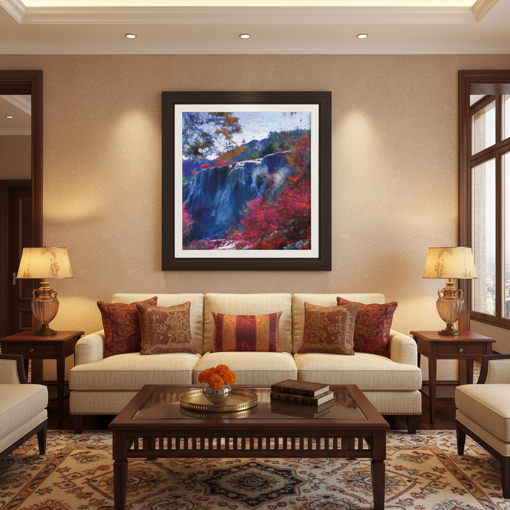 Autumn Falls — Dramatic Waterfall & Foliage Wall Art