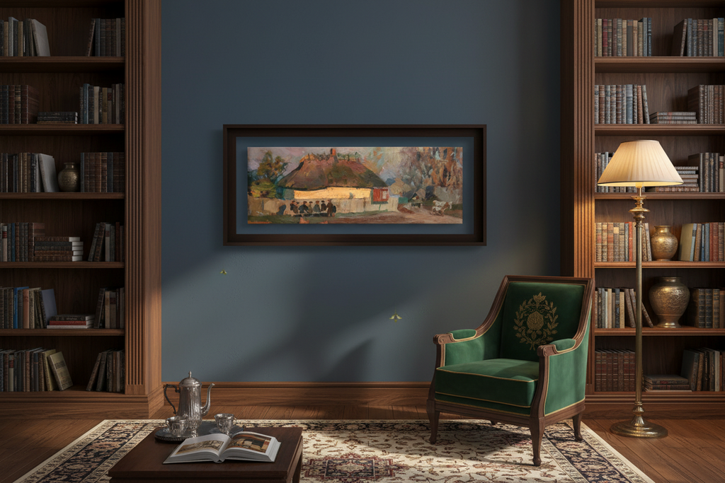 Rustic Village Life — Panoramic Impressionist Wall Art