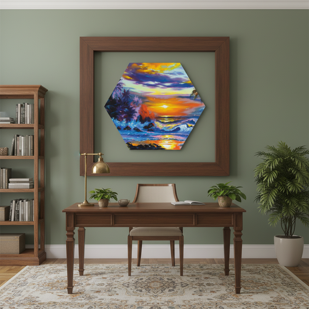 Tropical Sunset Hexagon Wall Art