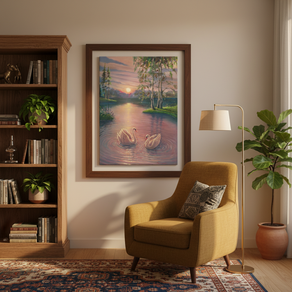 Swan Lake Sunset — Premium Wall Art