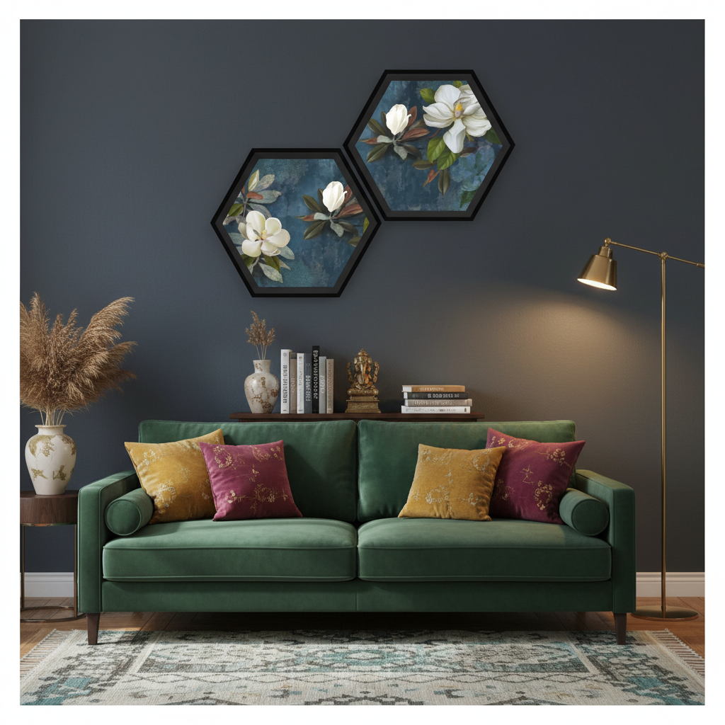 Magnolia Hex – Floral Diptych Wall Art
