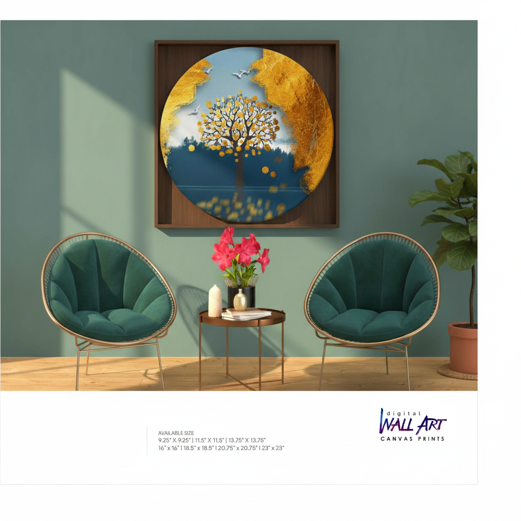 Golden Money Tree Circular Wall Art