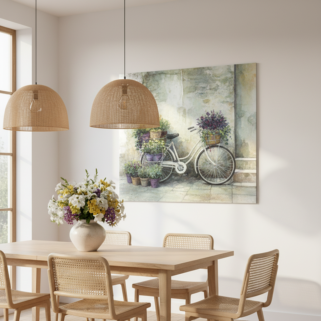 Vintage Floral Bicycle Canvas Wall Art