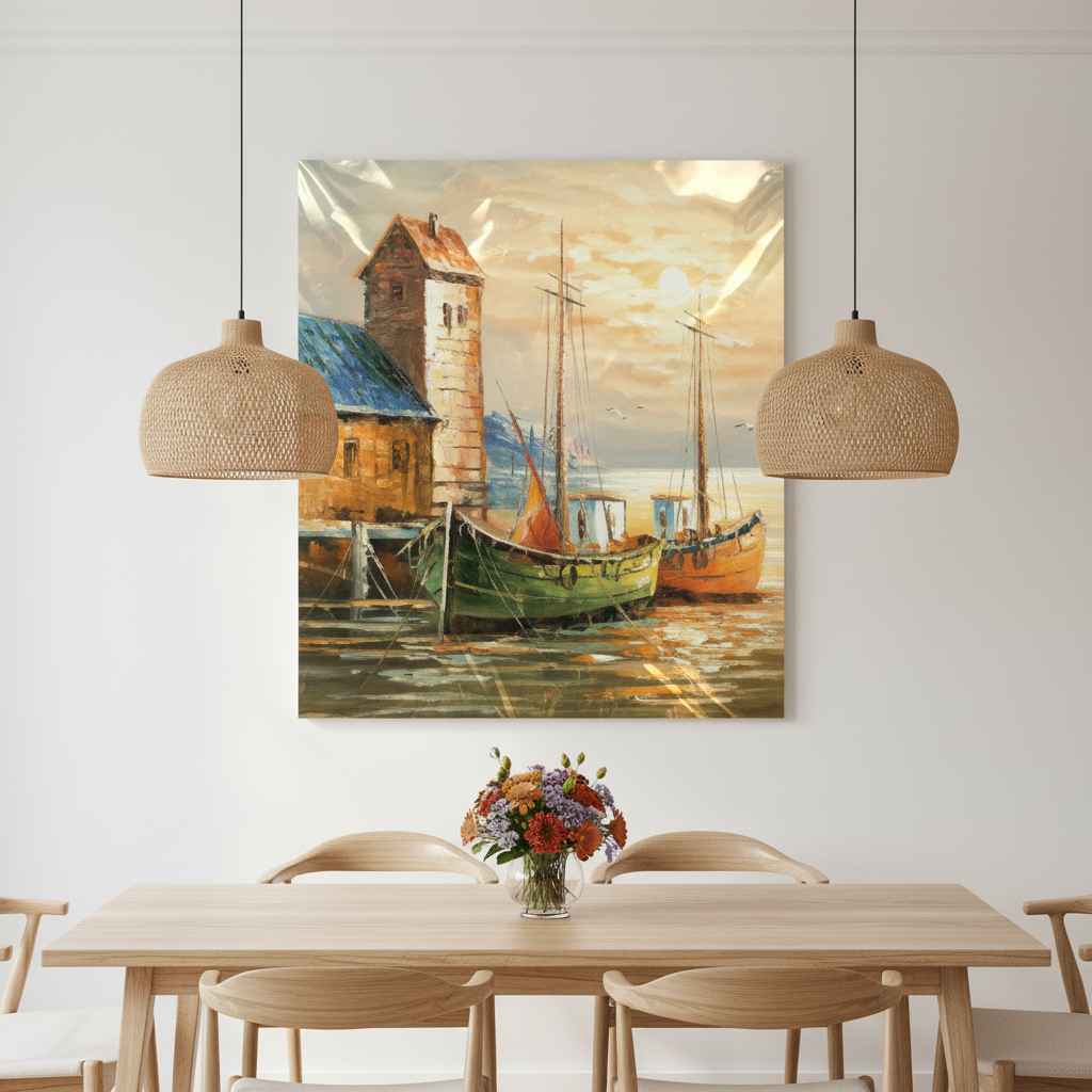 Harbour Sunset Sailboat Canvas Wall Art