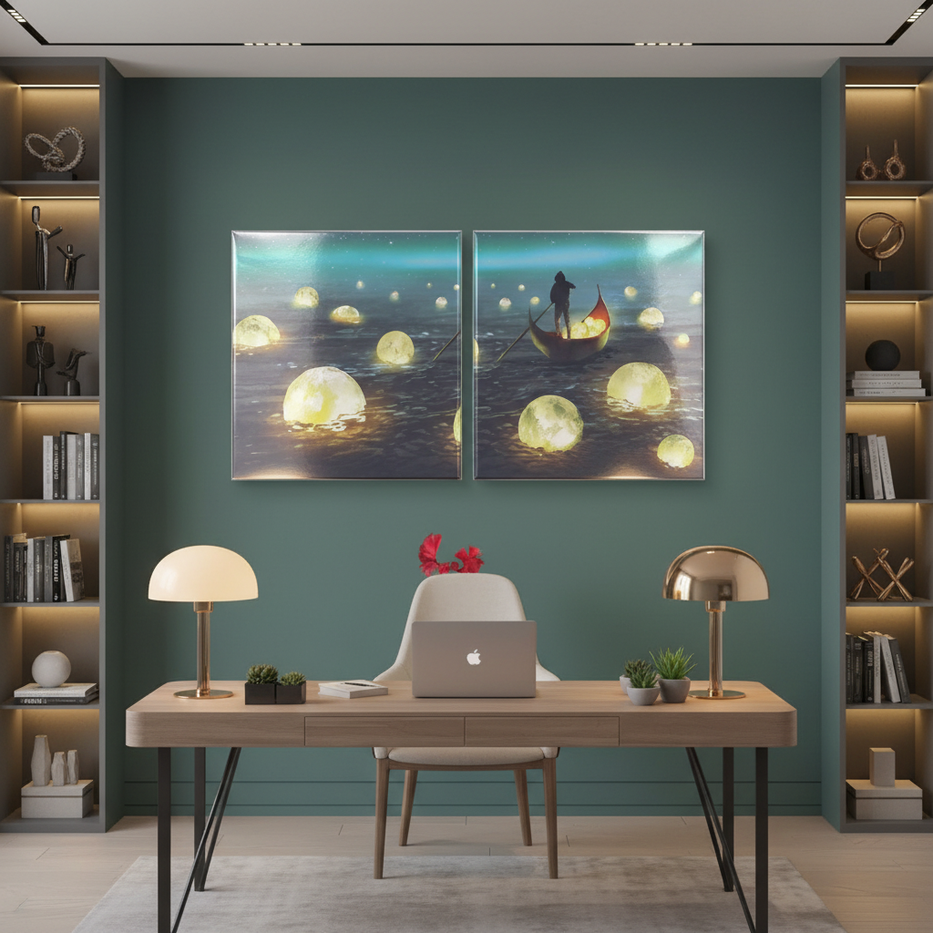 Moonlit Voyage — Diptych Fantasy Wall Art