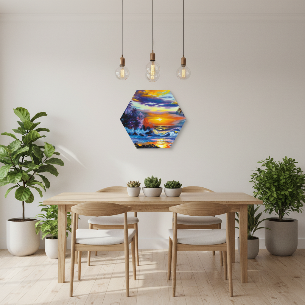 Tropical Sunset Hexagon Wall Art
