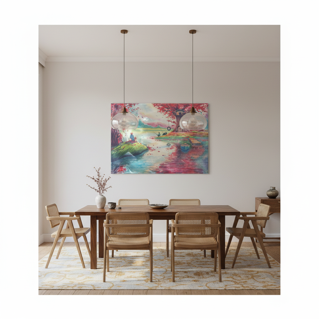 Riverside Reverie — Serene Watercolour Landscape Wall Art