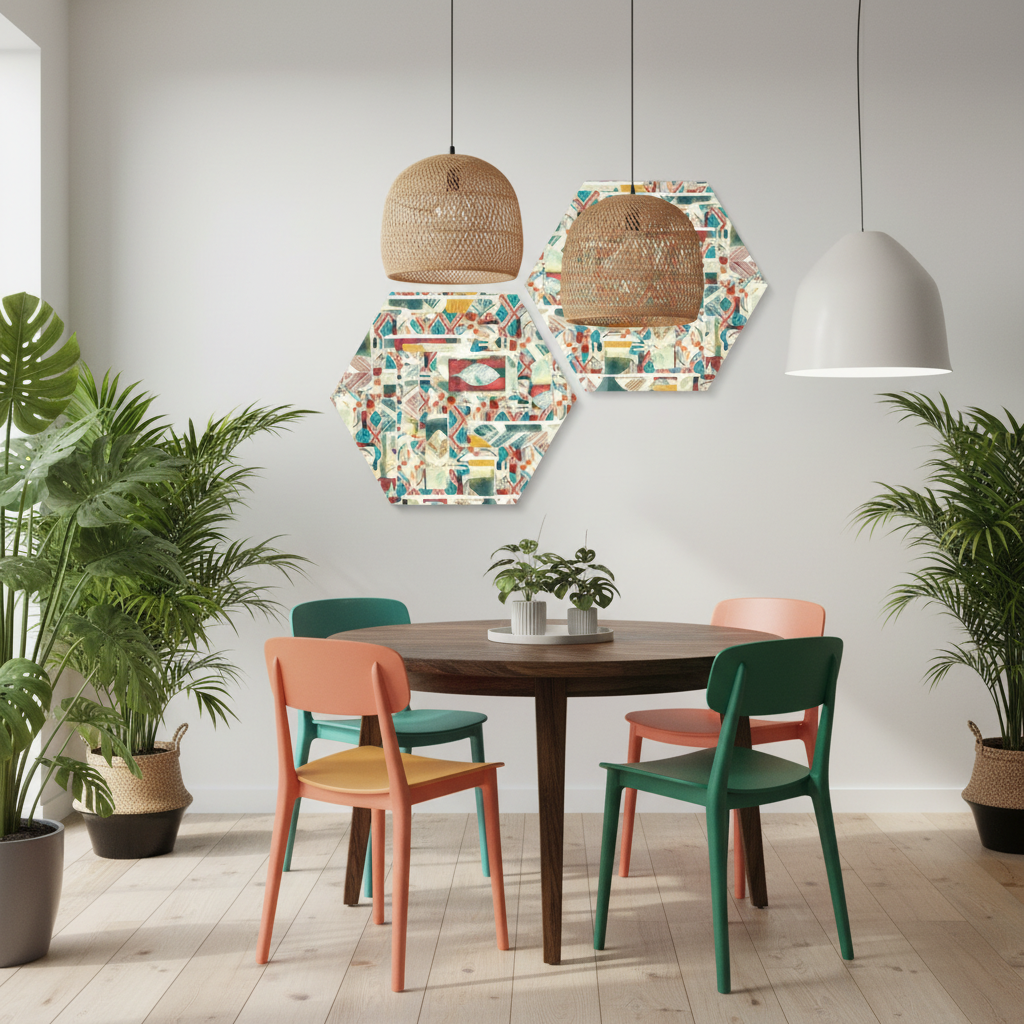 Tribal Mosaic — Hexagonal Diptych Geometric Wall Art
