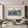 Drifting Leaves — Ethereal Teal & Gold Wall Art