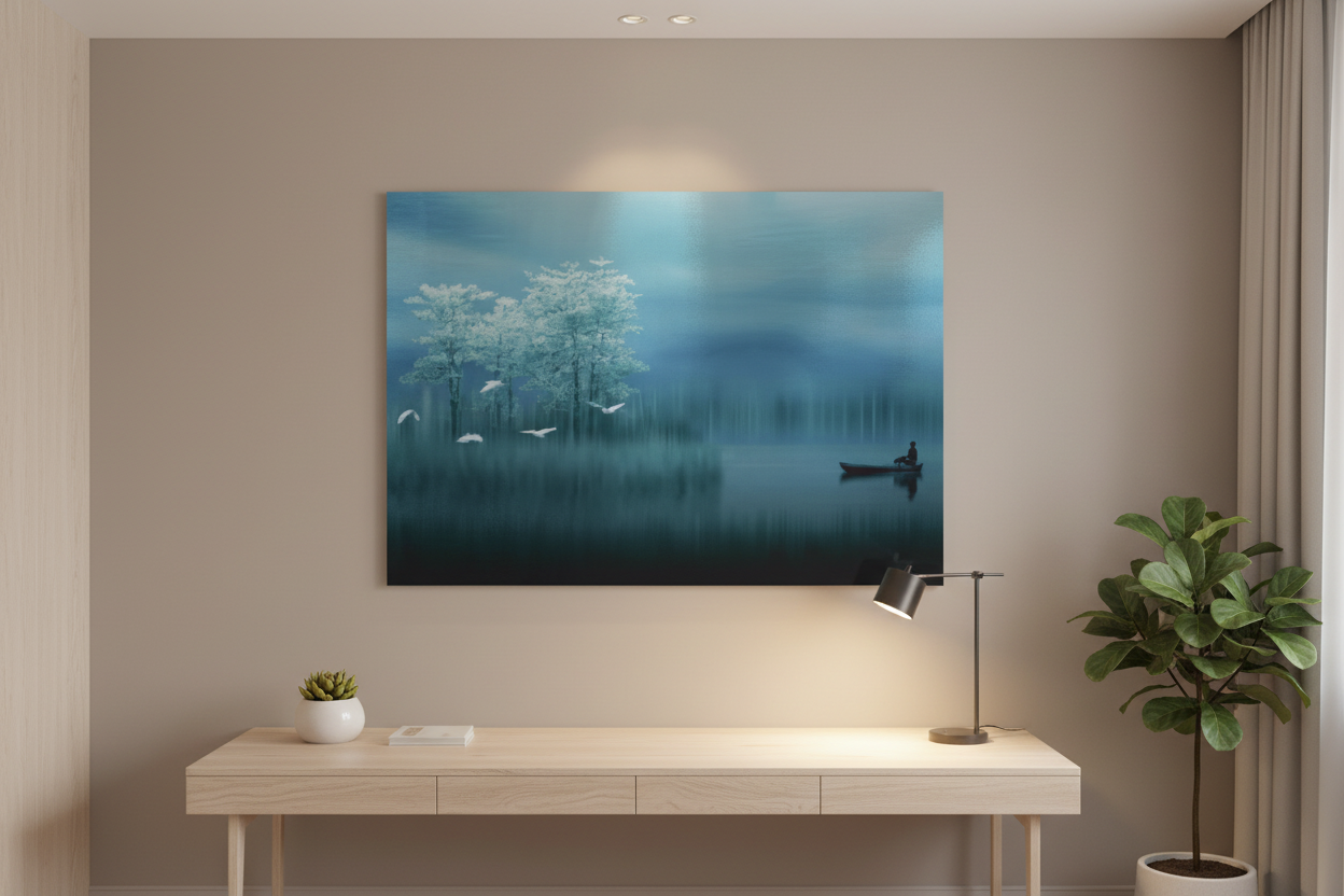 Misty Lake Solitude — Serene Landscape Wall Art