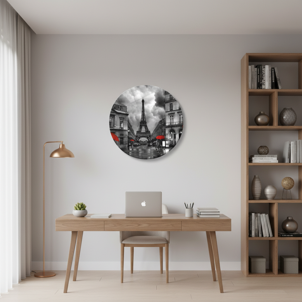 Paris in the Rain — Black & White Eiffel Tower Wall Art