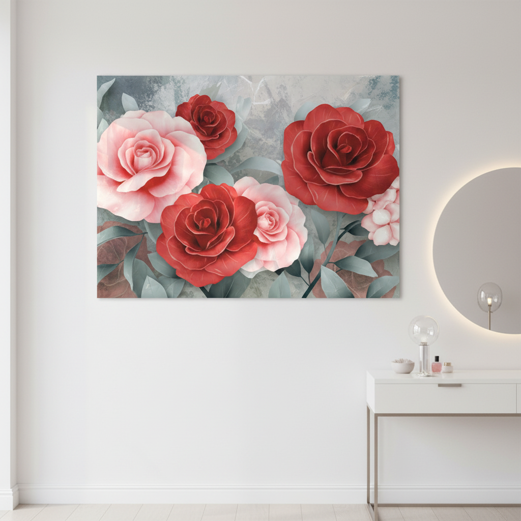 Rose Bloom — Red & Pink Floral Wall Art