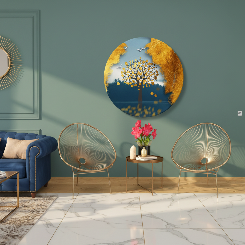 Golden Money Tree Circular Wall Art