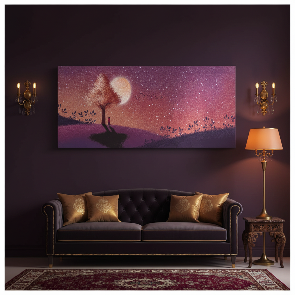 Moonlit Blossom Night Wall Art