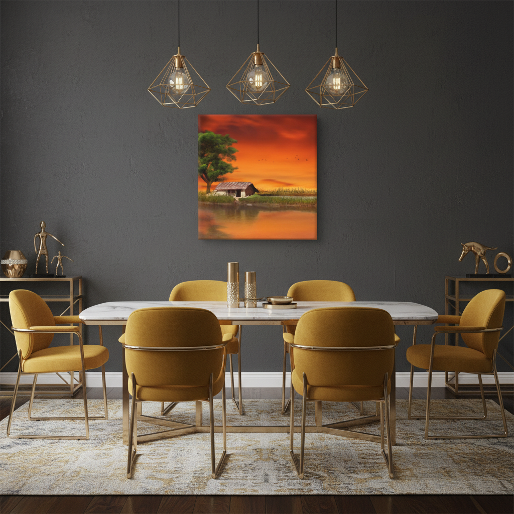 Golden Hour by the Lake – Sunset Landscape Wall Art