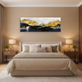 Misty Peaks in Gold — Mountain Landscape | Single Canvas Wall Art