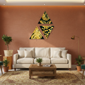 Gilded Jungle — Golden Botanical Triangle Triptych | Set of 3 Framed Wall Art