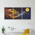 Voyage of the Golden Whales | Moonlit Ocean Triptych | Set of 3 Frames