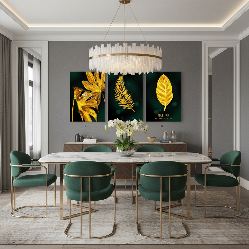 Luxury Gold Leaf Botanical Triptych | Set of 3 Framed Prints