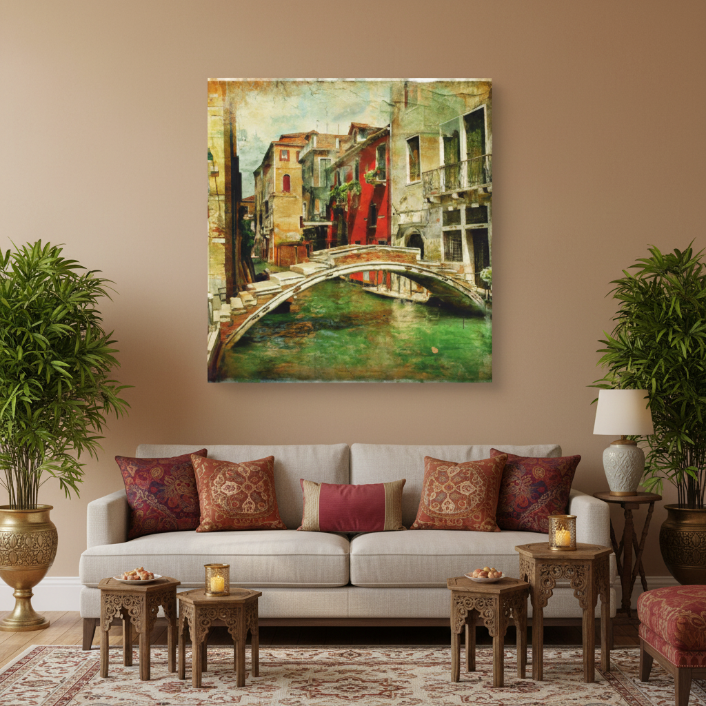 Vintage Venice Canal Canvas Wall Art
