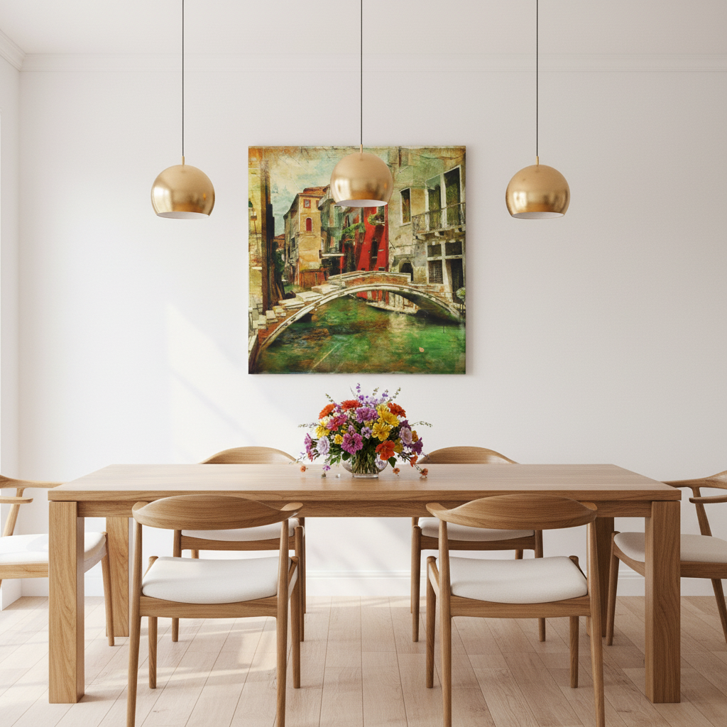 Vintage Venice Canal Canvas Wall Art