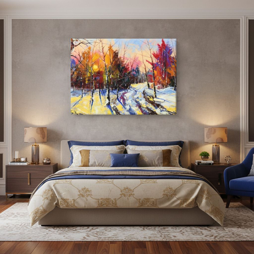 Winter Forest Sunset Canvas Wall Art