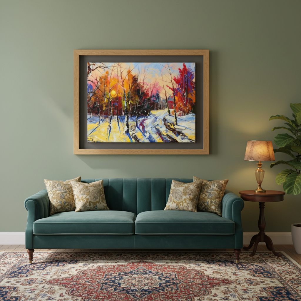 Winter Forest Sunset Canvas Wall Art