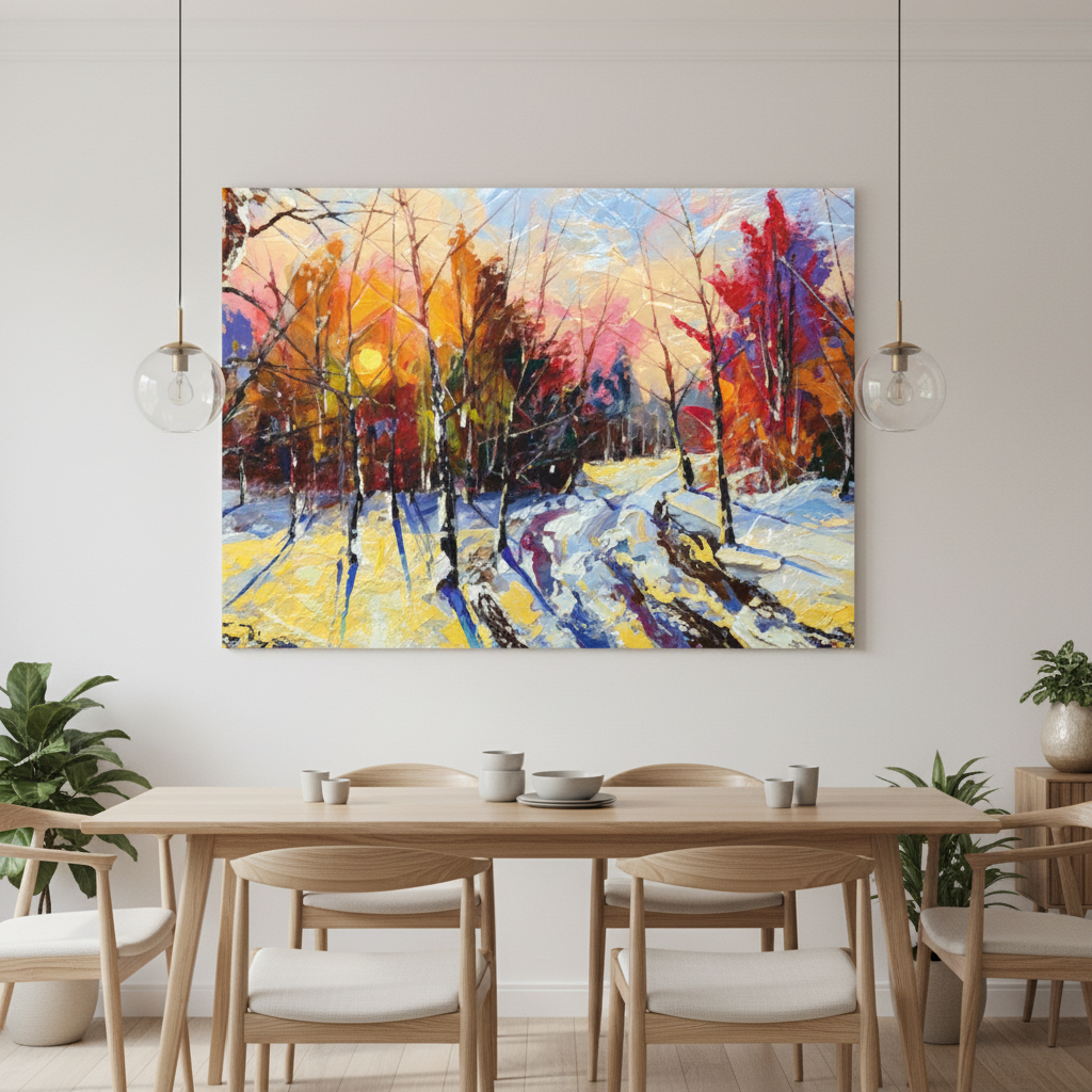 Winter Forest Sunset Canvas Wall Art